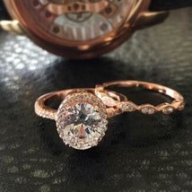 Art Déco 4.15Ct Imitación Diamante Oro Rosa Chapado Compromiso Solitario Ring De - £111.02 GBP