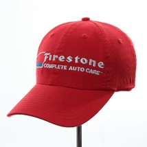 Firestone Complete Auto Care Men&#39;s Red Baseball Hat Cap Strap Back Buckle Car - £9.86 GBP