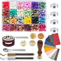 7 in 1 Wax Seal Stamp Kit with 24 Colors of Wax Seal Beads Totaling 648 Pcs, Wax - £28.73 GBP