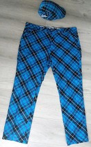 Royal &amp; Awesome 38X30 Diamond Plaid Argyle Pattern Golf Pants and Flatcap - $35.68