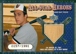 2001 Upper Deck All Star  Heroes Memorabilia Cal Ripken Jr CR Orioles 0157/1991 - £9.34 GBP