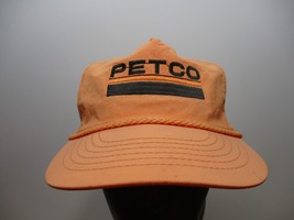 VTG PETCO Orange Rope Brim Trucker Hat Zip Clasp adjustable Hat 80s - $14.36