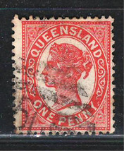QUEENSLAND  1895-96  Fine  Used  Stamp 1 p. #8 - $1.00