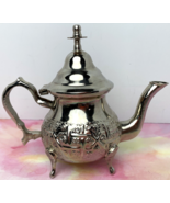 Decorative Handmade Small Moroccan Teapot Tea Pot Silver Color 6&quot; Tall 4... - £12.01 GBP