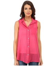 New Dkny Donna Karan Pink Cotton Gauze Blouse Size L - £35.95 GBP