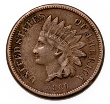 1860 1C Indio Centavo Redondo Busto En Muy Fina MB Estado, Marrón Color - $49.49