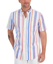 Club Room Men&#39;s Larry Striped Poplin Short-Sleeve Button-Down Shirt Multi-XL - £15.72 GBP