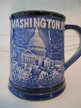 VTG Coffee Mug WASHINGTON D.C. Tea Cup DC Blue 3D Embossed Souvenir Pott... - $14.99
