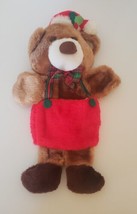 Santas Best Brown Teddy Bear Christmas Stocking Plush Puppet Rennnoc  - $23.75