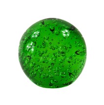 Murano Controlled Bubble Hand Blown Art Glass Ball Green Paperweight Scu... - £100.84 GBP