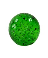 Murano Controlled Bubble Hand Blown Art Glass Ball Green Paperweight Scu... - £100.84 GBP