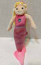 Douglas Toys Pink Plush Mermaid Doll Blue Rhinestone Pink Yellow Hair 10 in - £8.46 GBP