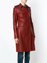 Roter Leder-Trenchcoat für Damen, 100 % Lammfell, Größe XS, SML, XL, XXL,... - £173.91 GBP+