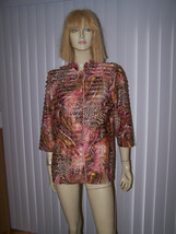 Sea Suns by Sir Winston Top Blouse Light Jacket Tiered Animal Print Sz Med MINT! - £11.70 GBP