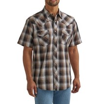 Wrangler Pearl Snap Men&#39;s Short Sleeve Western Shirt Small Taupe Brown P... - £15.16 GBP