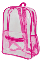 Extra Large Pink Color Outlined Clear Stadium PVC Backpack - £22.57 GBP