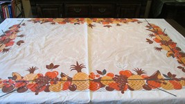 &quot;&quot;ASSORTED FRUITS IN  WIRE BASKET &quot;&quot; - VINTAGE  TABLECLOTH - MARLENE LINEMS - $8.89
