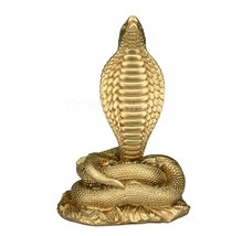 King Cobra Snake Serpent Statue Sculpture Cast Marble Gold Colour - £45.45 GBP