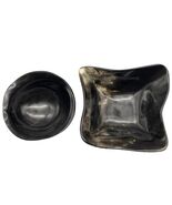 Vintage Carved Horn Bowls Bovine Bison Set of 2 Trinket Small Square Rou... - $356.24 MXN