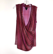 Worthington Top Size XL Red Maroon V Neck Sleeveless Side Zip Mock Wrap ... - $181.69 MXN