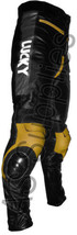 LUCKY STRIKE&quot; New Black/Yellow Leather Motorcycle Trousers Pants - All s... - $242.75 CAD