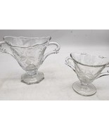 Heisey Crystal Orchid Sugar Miniature Creamer Set Elegant Etched Glass 3... - $31.50 CAD
