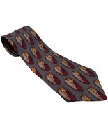 Vintage 90s Oscar de la Renta Gray Burgundy Orange Ovals 100% Silk Tie N... - $26.31