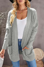 Gray Knit Texture Long Cardigan - £32.06 GBP