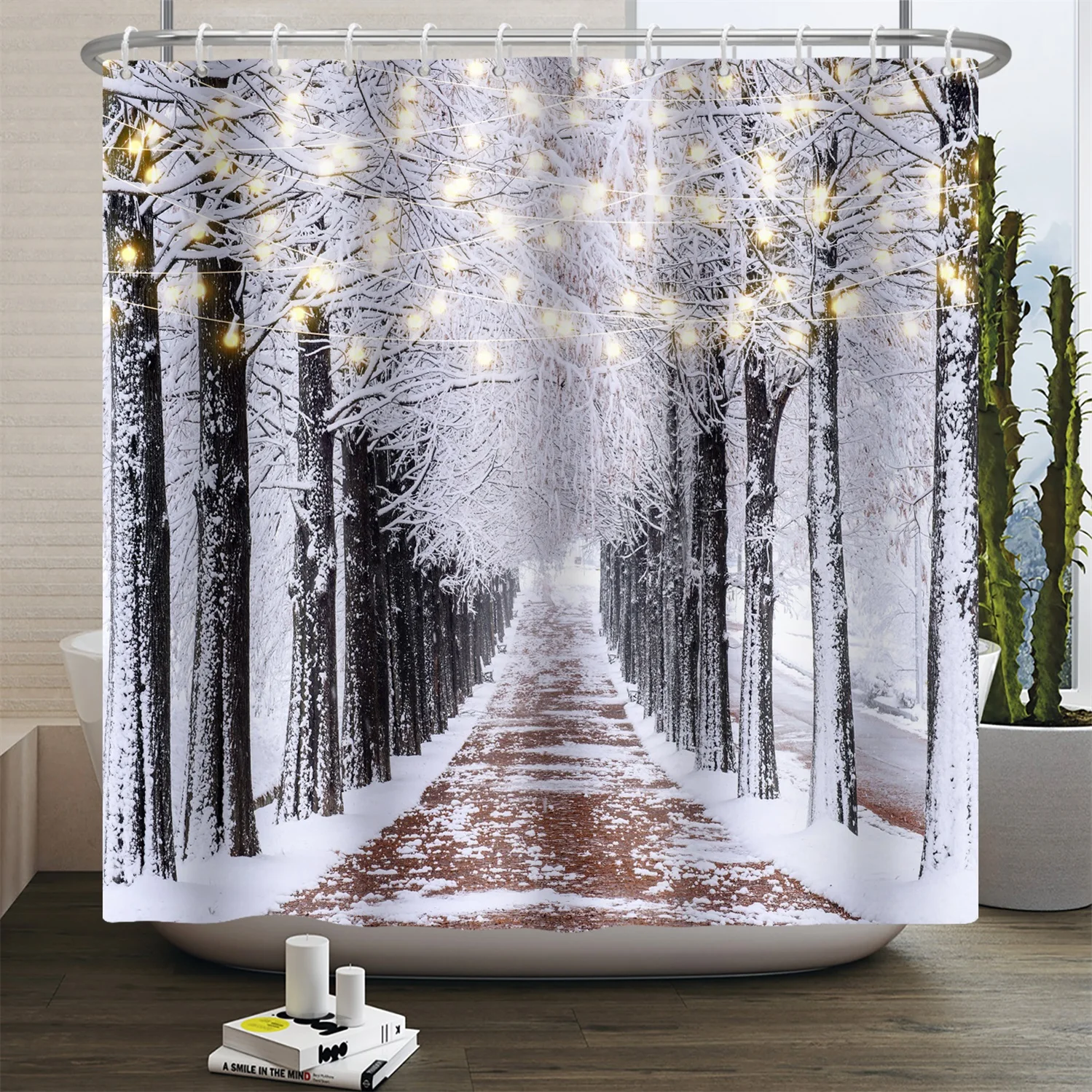 House Home Christmas Tree Shower Curtains Waterproof Bath Curtain Christ... - £32.25 GBP