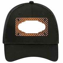 Orange White Quatrefoil Scallop Oil Rubbed Novelty Black Mesh License Plate Hat - £23.16 GBP