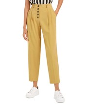 bar III Womens Button front Pleated Formal Pants Color Saffron Yellow Color 4 - £26.85 GBP