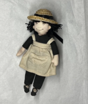 Vintage Linnea In Monet’s Garden Plush Cloth Doll 6” w/ Apron And Straw Hat 1985 - £6.83 GBP
