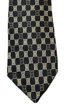 Geoffrey Beene Classic Silk Tie Black Multicolor Geometric Pattern 57&quot; x 4&quot; - £5.45 GBP