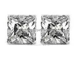 Clear Square CZ Cubic Zirconia Magnetic Clip On Stud Earrings Men Women ... - $4.89+