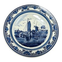 Delft Plate Distel SCR 10 inch Blue White Sailboat Windmill Holland Handpainted - $44.64