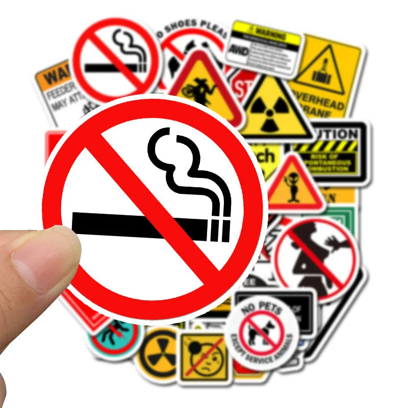 10/50pcs Pack Warn Sign Stickers Car Cool Luggage Funny Motorcycle Skate... - $80.41