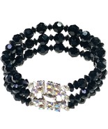 continental Faceted Onyx Beads Rhinestone bracelet 7” - $53.55 CAD