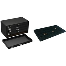 Black FindingKing 5 Drawer Jewelry Storage Case w/ 5 Black Plastic 24-slot Trays - £61.23 GBP