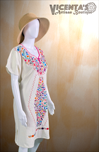 Ivory Dress with Embroidered Floral Design (Large) - $44.00