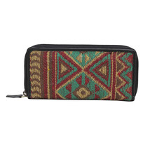 Myra Bag #6583 CanaryWoven 7.5&quot;x4&quot; Rug, Leather Wallet~Card Slots~ZipAro... - £30.25 GBP