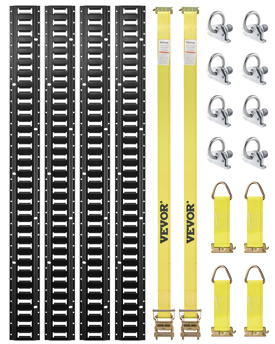 VEVOR E Track Tie-Down Kit 18PCS 5in 2000lbs Load with Rails O-Rings Tie... - $99.99