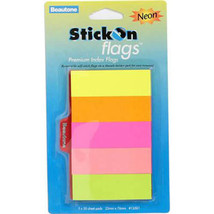 Beautone Stick On Flags 250 Sheets (Assorted Neon) - 25x76mm - £27.11 GBP