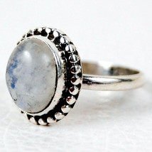 925 Sterling Silver Rainbow Moonstone Handmade Ring SZ H to Y Festive Gift R1077 - £15.75 GBP