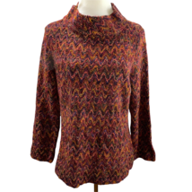 Vintage FINITY NATURALS 1990s Chevron Boucle Multicolor Funnel Neck Sweater Tuni - £23.59 GBP