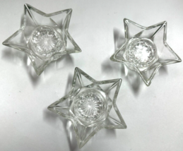 Star Starburst  Clear Glass set of 3 Votive Tealight Candle holder - £10.34 GBP