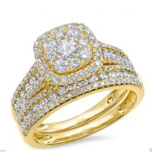 2.50Ct Round Cut Diamond Halo Bridal Set Engagement Ring 14k Yellow Gold Finish - £76.43 GBP