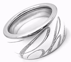Chopard Chopardissimo 18k White Gold Diamond Signature Band Ring Size 6 Cert - £2,178.77 GBP