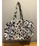 Vera Bradley Large Duffel *Camilia* Black White Floral Weekender Bag - $68.97 CAD