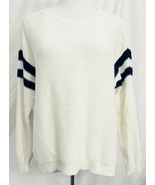 Forever 21 Sweater Rugby Stripe Sleeves Cotton Cream Off White Black siz... - $11.85