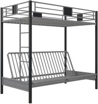 Dhp Silver Screen Metal Twin Bunk Bed With Ladder, Black. - £276.57 GBP